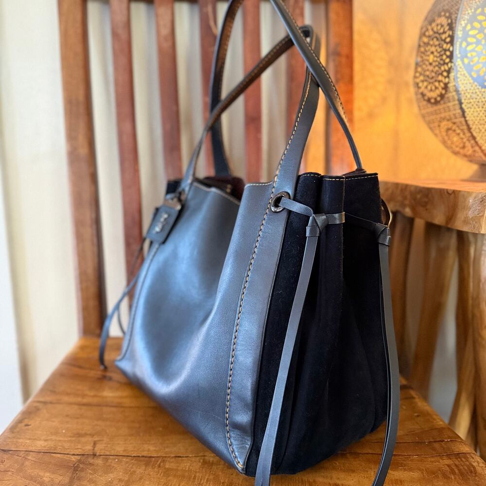 Coach 1941 Harmony Hobo Bag Black Glovetanned Leather & Suede - Picture 12 of 16